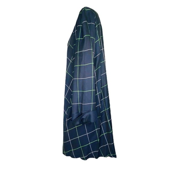 Rafael Reclaimed Swing Drape Coat Mid-length Vintage Navy Window Pane Plaid 14W - Picture 6 of 10